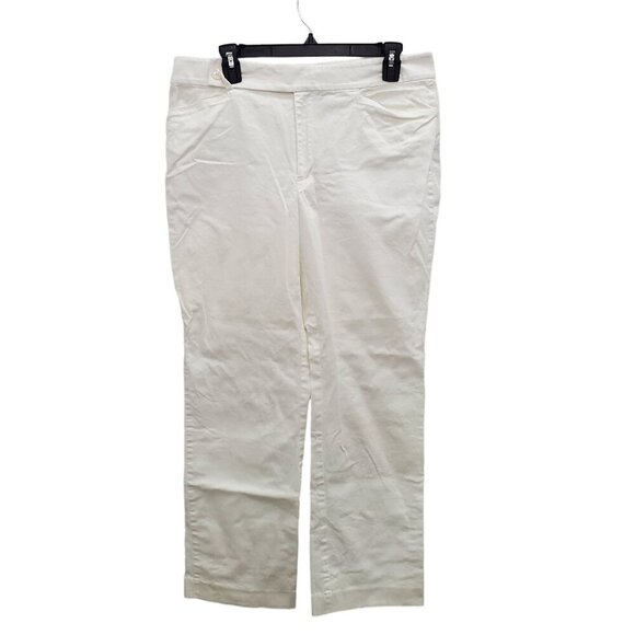 Lauren Ralph Lauren Petite White Stretch Cotton Casual Flat Front Pants Size 12P - Picture 1 of 5